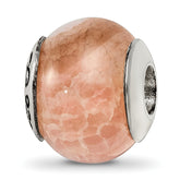 Sterling Silver Reflections Peach Cracked Agate Stone Bead